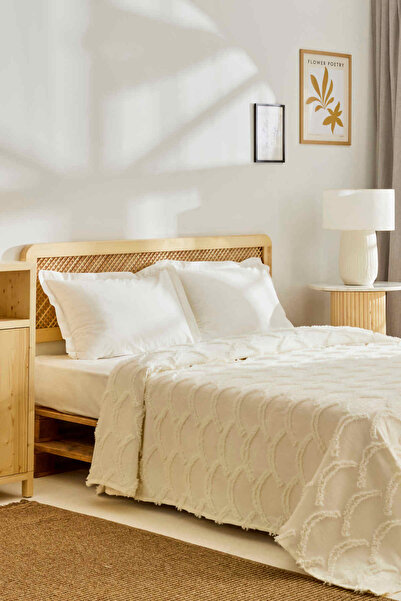 Kaşmir Home Emma Çift Kişilik Yatak Örtüsü Offwhite