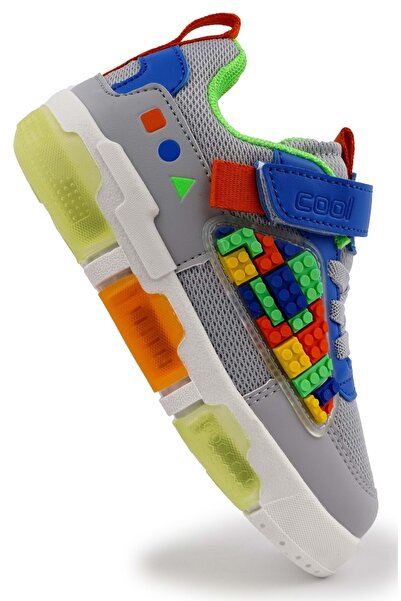 KCMN Cool Legos Işıklı Ortopedik Taban Unisex Çocuk Spor Ayakkabı GRİ