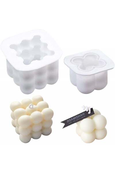 Tiruiya Set de 2 matrite pentru fabricarea lumanarilor Tiruiya, alb, silicon, 3,7/6 cm