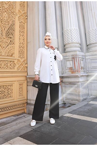 NevaMar طقم من الكتان بتفاصيل وردة مخيطة من شيبرد