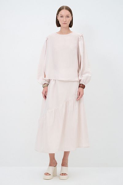 adL Gather Detailed Linen Skirt