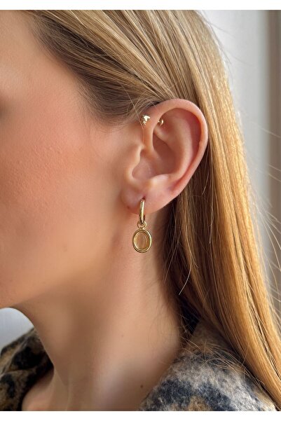 Bijou Luz Oval Renkli Taşlı Retro Küpe