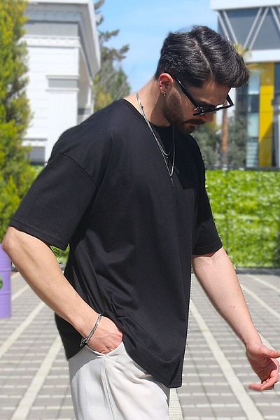 EydaMoon Ανδρικό μπλουζάκι με κοντό μανίκι με λαιμόκοψη από βιολογικό βαμβακερό ύφασμα