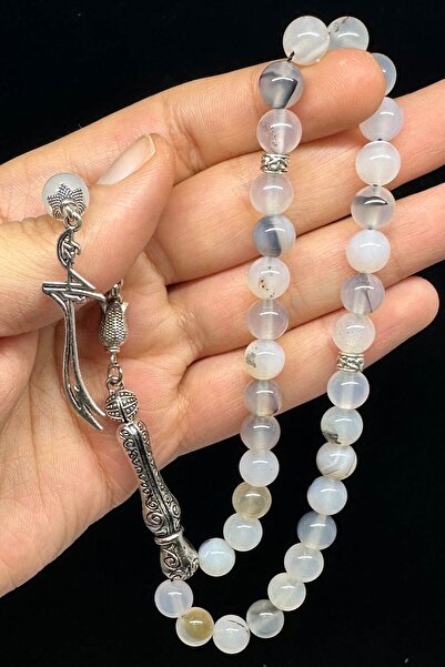 Fabula Silver Zulfiqar Tasbih Agate Stone Men's Gift Rosary