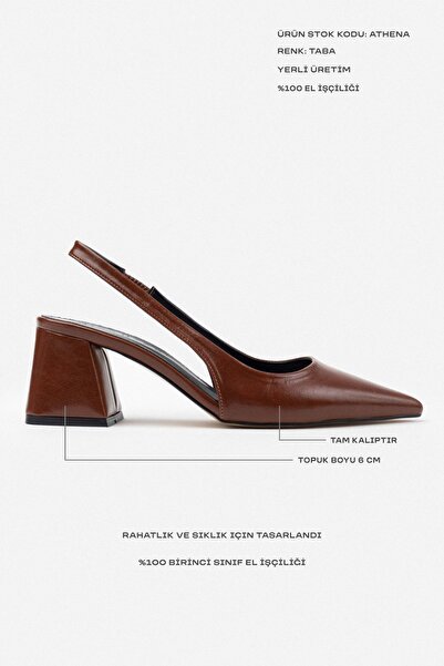 NİŞANTAŞI SHOES Dámské boty na podpatku se špičatou špičkou se vzorem Athena Tan