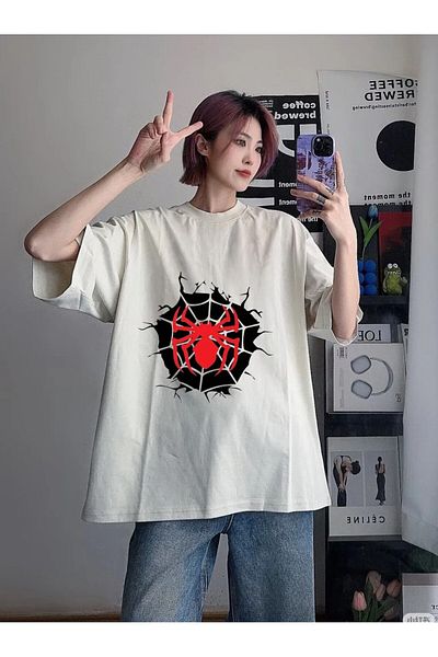 weywot New Season Spede-Cat Design Oversize Albinin Front/Back Printed Tshirt