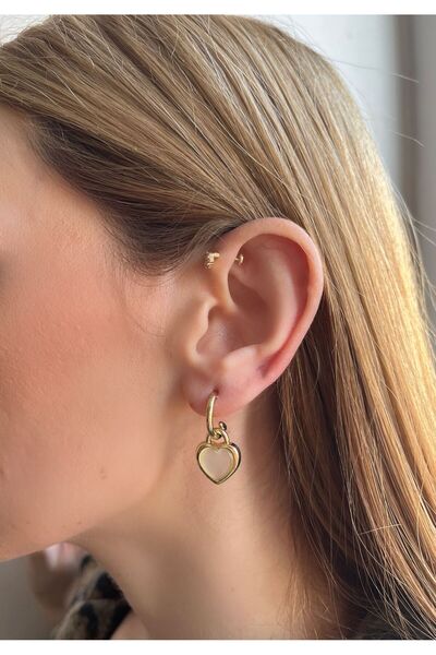 Bijou Luz Kalp Renkli Taşlı Retro Küpe