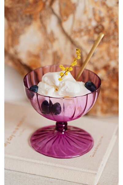 SUENO DESIGN STUDIO Lila Cam Dekoratif Kase - Sunumluk Dekoratif Kase Çerezli...