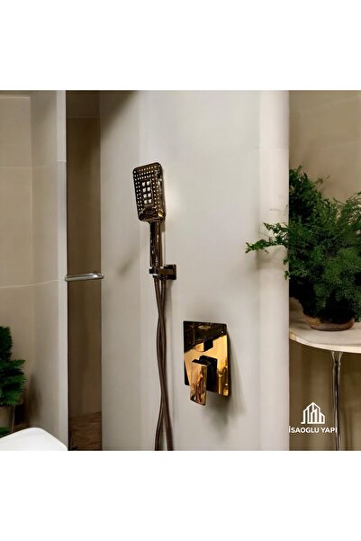 İSAOĞLU YAPI Bronz Ankastre Duş Sistemi Bakır Ankastre Yağmurlama Seti Premium 5 Yıl Garantili