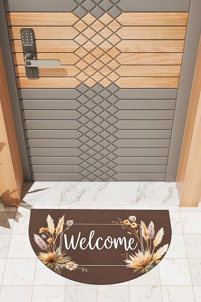 Dormot Home Modern Digital Doormat Brown Floral Welcome Door Front Mat