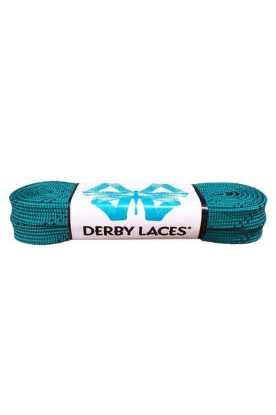 Derby أربطة أحذية تزلج عادية مشمعة - لون أزرق مخضر 96 بوصة