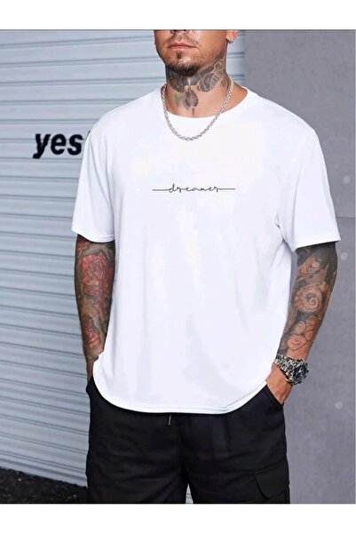 WEARTEX Men's Dreamer Printed Crew Neck Oversize Basic T-Shirt