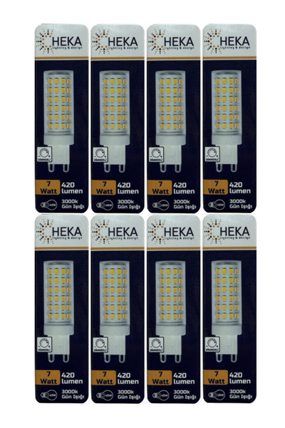 Avarson (8 Adet) Heka 7W (49W) 3000K (Gün Işığı) G9 Duylu Dim Edilebilir Led ...