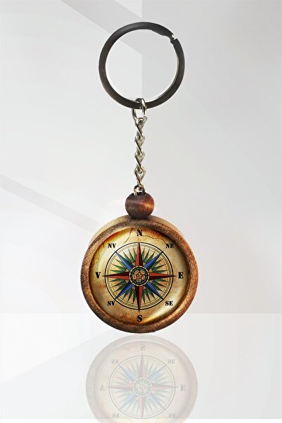 Tahtakolik Pusula Ahşap Anahtarlık Tek Ebat N11.16856