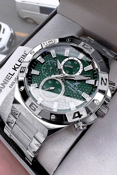 Daniel Klein Exclusive Men's Wristwatch 3 Atm Waterproof Silver Color Steel Cord + Bracelet DKE2052C4