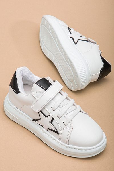 Dilimler Ayakkabı Pantofi sport pentru băieți, alb, cu velcro, model stea, talpă cusută