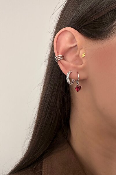 Okko Store Pink Heart 3-Piece Earrings