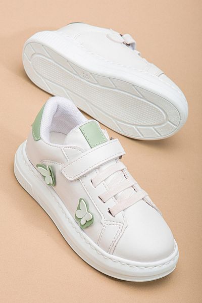 Dilimler Ayakkabı Girl's Sneakers - Green Butterfly Model (Stitched Sole)