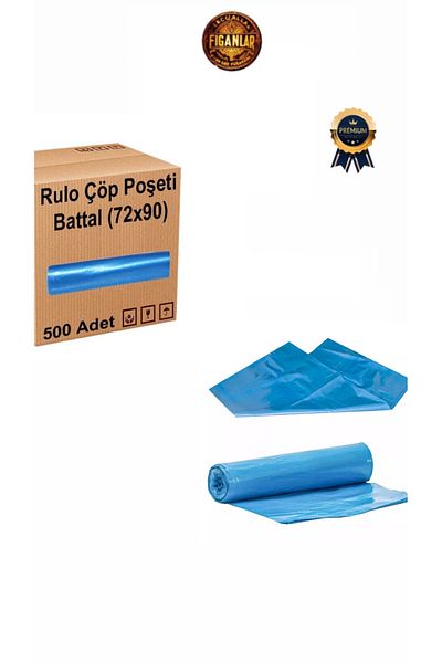 figanlar ambalaj Blue 72X90 Garbage Bags, 10 X50 Rolls, 50 Pieces - Roll Bad Unity