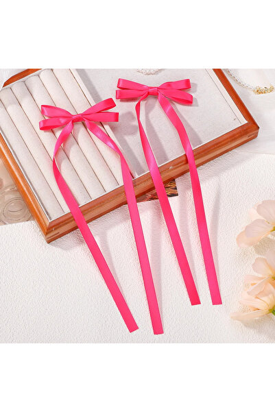 Fiyonks Atölye Saten Fiyonk Toka Saç Aksesuarı 2'li Klipsli Toka Kadın Saç To...