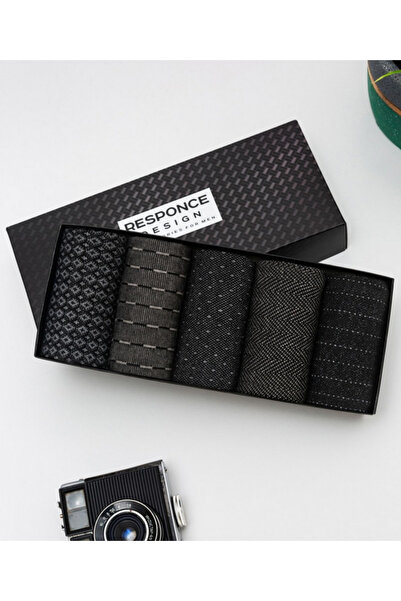 OKAVANGO Безшевни мъжки чорапи от бамбуков жакард, опаковани в кутия, 5 чифта...