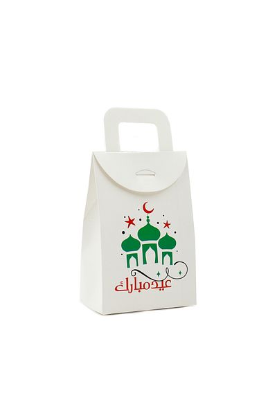 reprodesign 3 Pcs 10X15 cm Eid Mubarak Printed White Handkerchiefs, Candies, Allowance, Gift Boxes and Package