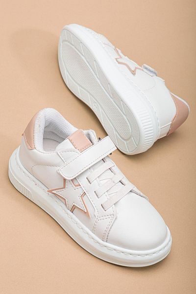 Dilimler Ayakkabı Girl's Sports Shoes - Powder Velcro Star Model Stitched Sole