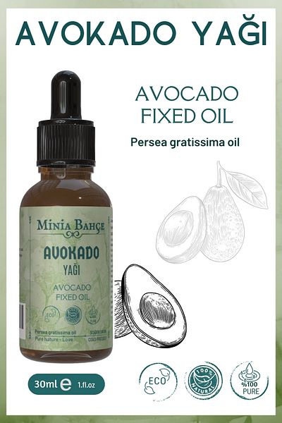 Minia Bahçe Bitki ve Sanat Atölyesi Avocado Oil – 100% Pure & Cold Pressed |   30ml