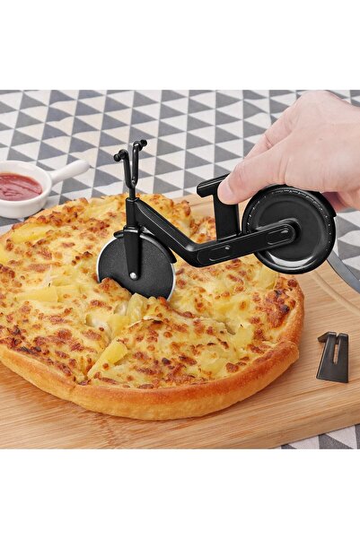 Uaugulft Uaugulft pizza cutter, motorcycle model, stainless steel/ABS, black, 12 x 18.4 cm