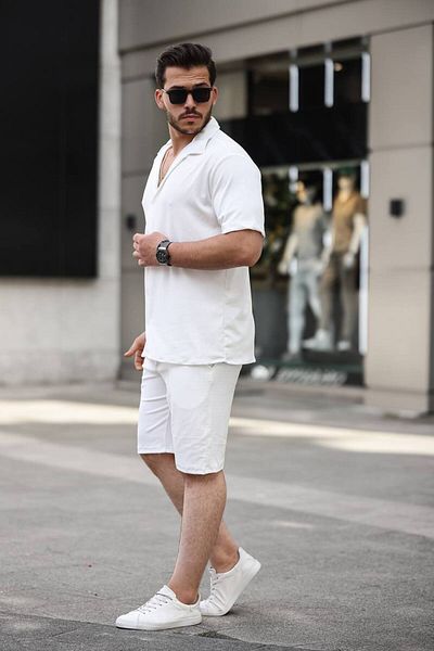 YONEZ MODA Twist Fabric Short Sleeve Shirt Shorts Bottom Top Set
