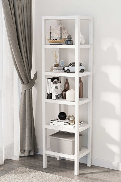 Mutfak Köşesi Shelf 6 Katlı Düzenleyici Plastik Raf Ünitesi Beyaz, Kitaplık, Banyo, Mutfak Rafı