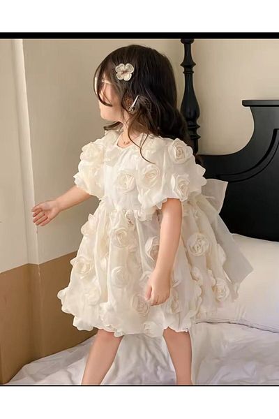 Bisahane Girl's Ecru Evening Dress