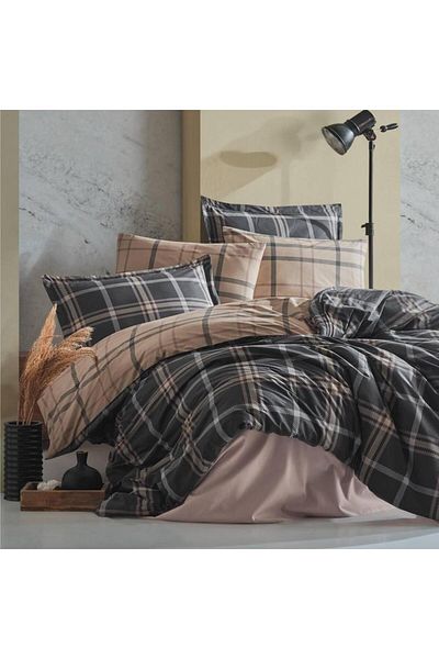 Clasy 100% Cotton Double Duvet Cover Set Arbon V1 Anthracite