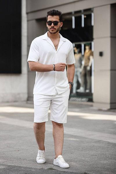 YONEZ MODA Twist Fabric Short Sleeve Shirt Shorts Bottom Top Set