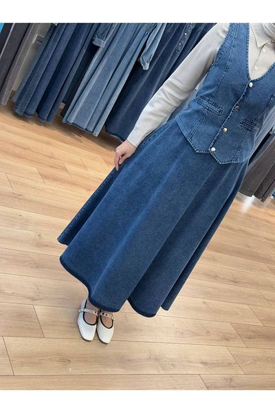 OlaLady Set de două piese pentru femei, cu mini buzunar ascuns, cu vestă din denim