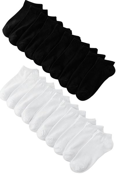 Gizli Butik 20 чифта икономични мъжки памучни спортни чорапи до глезена, черно-бели