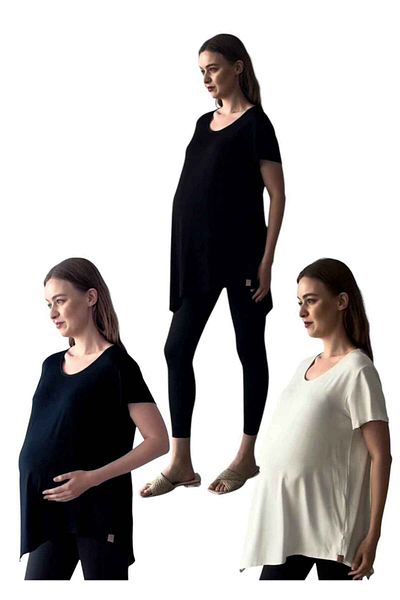 SARE ERKMEN Maternity T-Shirt Black - White - Navy Blue 3-Pack