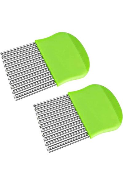 Hilloly Set of 2 Vegetable Slicers, Stainless Steel, Green, 14 X 9.5 Cm
