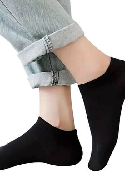 Gizli Butik 20 чифта икономични мъжки памучни спортни чорапи до глезена, черно-бели