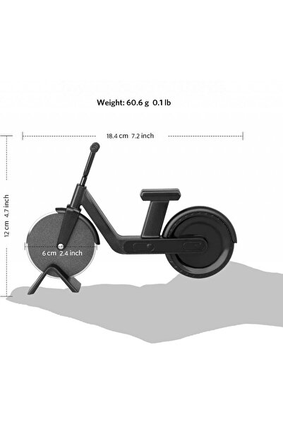 Uaugulft Uaugulft pizza cutter, motorcycle model, stainless steel/ABS, black, 12 x 18.4 cm