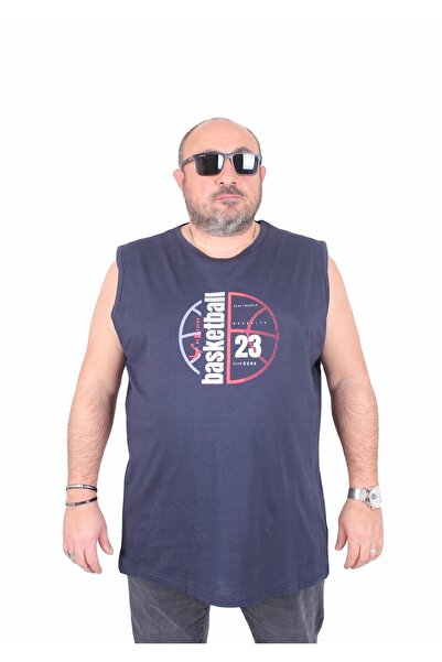MocGrande Αμάνικο μπλουζάκι με στάμπα μεγάλου μεγέθους Basketball 25150 NAVY BLUE