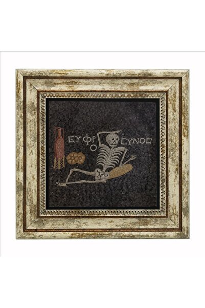 Souvenest Neşeli ol, hayatını yaşa (İskelet Mozaiği- Hatay) Baskılı Taş Tablo 25X25