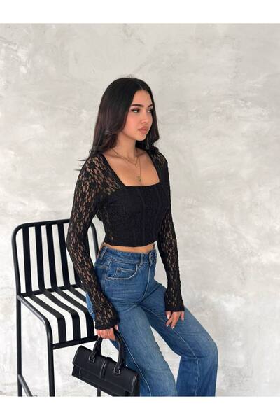 Nivora Style Crop Bluz with Lace Detail
