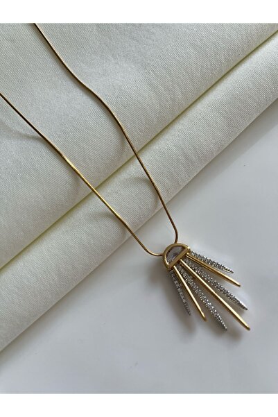 Nilsu Jewellery Accessory Çelik Çubuk Taş Sıralı Kolye