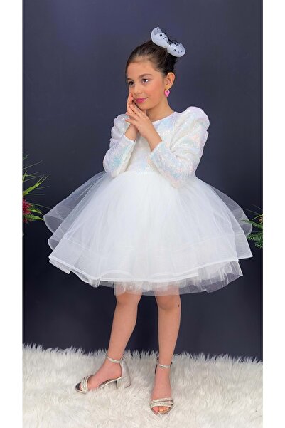 s.t. sebat tekstil Βραδινό φόρεμα με παγιέτες Tutu για κορίτσια με μακρυμάνικο πάρτι, γενέθλια, ειδική περίσταση