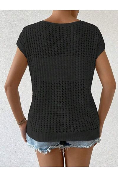 Bracha Openwork Pattern Boat Neck Off Shoulder Zero Sleeve Knitwear Sweater