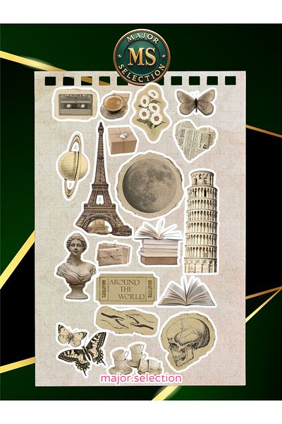 MS Major Selection Vintage Aesthetic Themed Sticker Set Laptop Tablet Phone Agenda Bullet Journal Sticker 2