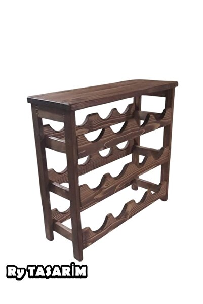 tasarim06 Ahşap Masif Ağaç Ceviz Boyali 3 Katlı Şaraplık KURULU HAZİR GÖNDERİ...