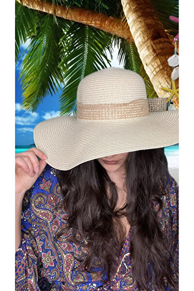 laviyonsa Honey Comb Straw Hat with Scarf