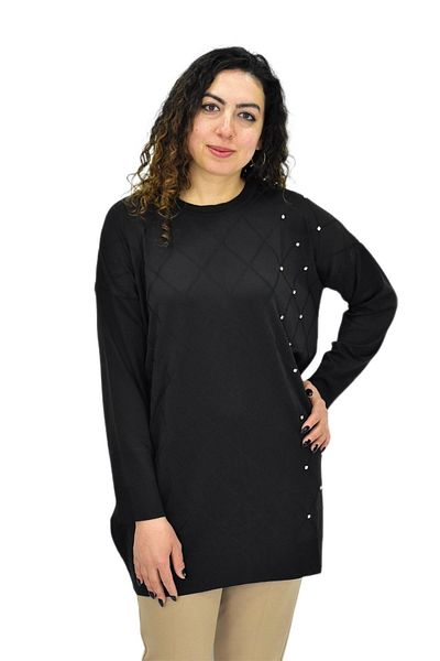 BAGLAN Women's Rhinestone Diamond Pattern Oversize Sweater Bgl-St04084